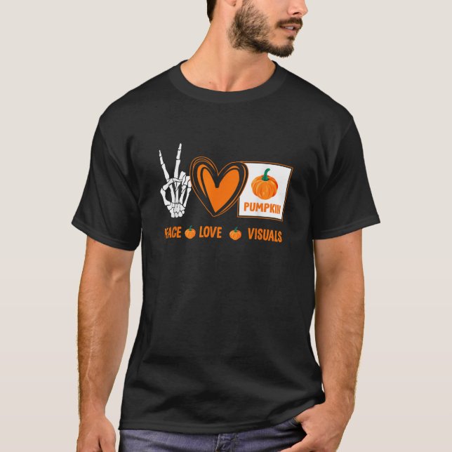 Peace Love Visuals Sped Teacher Pumpkin Skeleton H T-Shirt (Front)