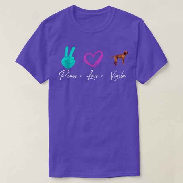Peace Love Vizsla  Funny Dog Owner  T-Shirt (Design Front)