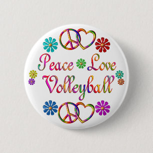PEACE LOVE VOLLEYBALL 6 CM ROUND BADGE
