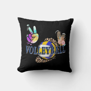 Peace Love Volleyball Auntie Life Mom Grandma Leop Cushion