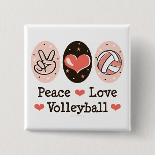 Peace Love Volleyball Button