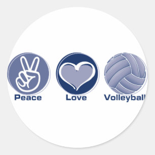 Peace Love Volleyball Classic Round Sticker