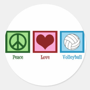 Peace Love Volleyball Classic Round Sticker