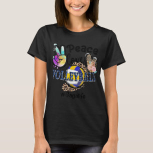 Peace Love Volleyball Gaga Life Mum Grandma Leopar T-Shirt
