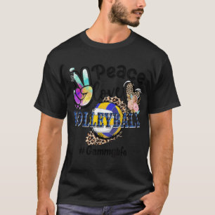 Peace Love Volleyball Gammy Life Mum Grandma Leopa T-Shirt