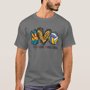 Peace Love Volleyball Gift Sport Game Leopard Men T-Shirt