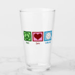 Peace Love Volleyball Glass<br><div class="desc">Peace Love Volleyball gift with a pretty peace sign,  heart,  and a ball. A cute volleyball player or coach Christmas present for the team.</div>