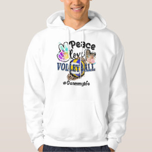 Peace Love Volleyball Grammy Life Mum Grandma Leop Hoodie