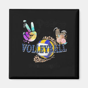 Peace Love Volleyball Grammy Life Mum Grandma Leop Magnet