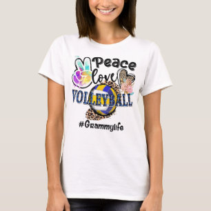 Peace Love Volleyball Grammy Life Mum Grandma Leop T-Shirt