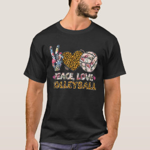 Peace Love Volleyball Leopard Lover Sport Men Wome T-Shirt