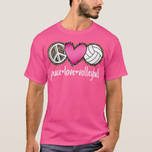 Peace Love Volleyball Leopard Print Volleyball T-Shirt