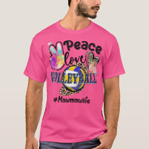 Peace Love Volleyball Mawmaw Life Mum Grandma Leop T-Shirt