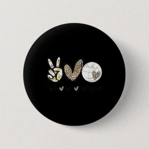 Peace Love Volleyball Mom Leopard Print Cheetah Pa 6 Cm Round Badge