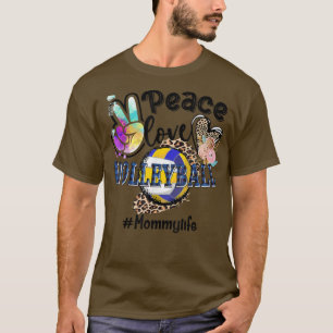 Peace Love Volleyball Mother Life Mom Grandma Leop T-Shirt