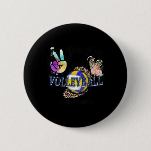 Peace Love Volleyball Mother Life Mum Grandma Leop 6 Cm Round Badge