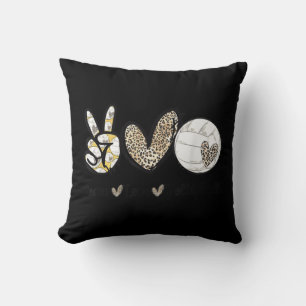 Peace Love Volleyball Mum Leopard Print Cheetah Pa Cushion