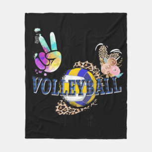 Peace Love Volleyball Mum Life Mom Grandma Leopard Fleece Blanket