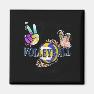 Peace Love Volleyball Mum Life Mum Grandma Leopard Magnet