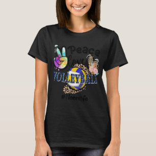 Peace Love Volleyball Nonni Life Mum Grandma Leopa T-Shirt