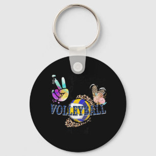 Peace Love Volleyball Oma Life Mum Grandma Leopard Key Ring