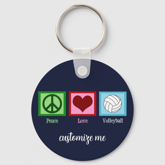 Peace Love Volleyball Player Cute Custom Key Ring (Front)