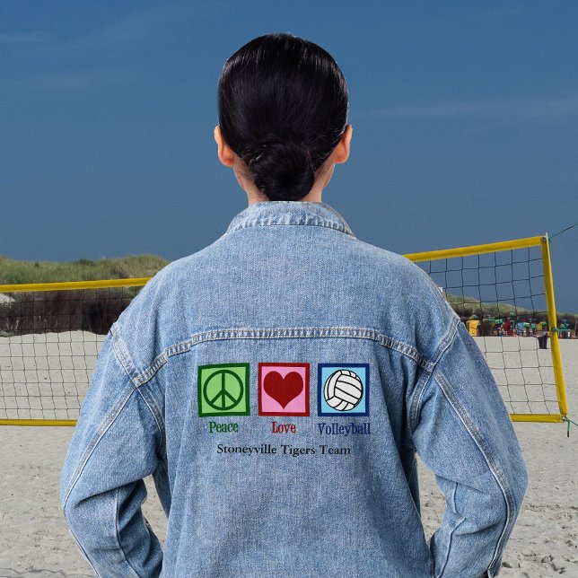 Peace Love Volleyball Player Cute Custom Team Denim Jacket (Creator Uploaded)
