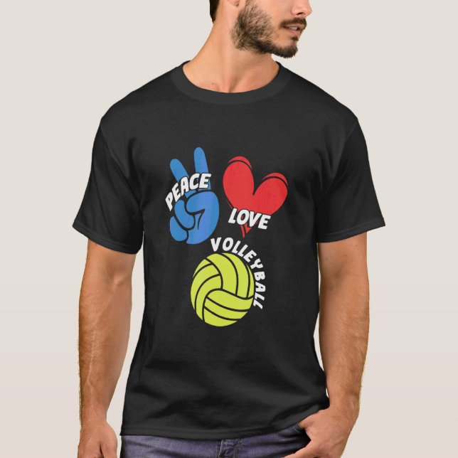 Peace Love Volleyball Player Game Team Coach Sette T-Shirt (Front)