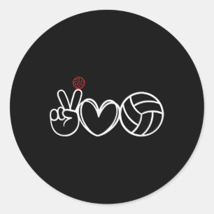 Peace Love Volleyball Player Graphic  Classic Round Sticker