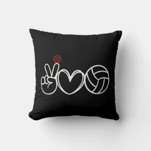Peace Love Volleyball Player Graphic Cushion