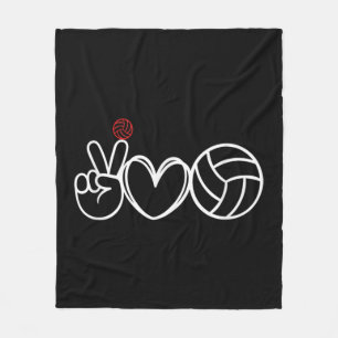 Peace Love Volleyball Player Graphic  Fleece Blanket