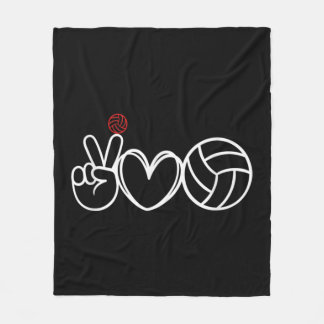 Peace Love Volleyball Player Graphic  Fleece Blanket