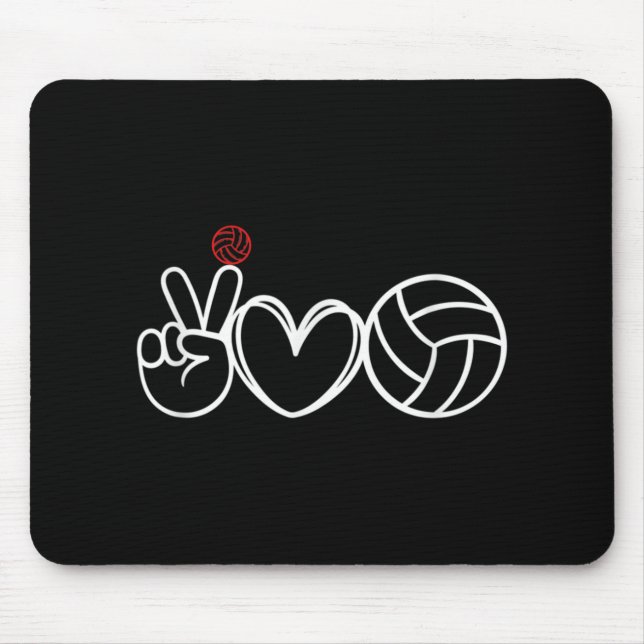 Peace Love Volleyball Player Graphic  Mouse Mat (Front)