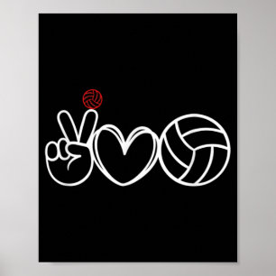 Peace Love Volleyball Player Graphic Poster