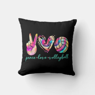 Peace Love Volleyball Player Tie Dye Style Women T Cushion