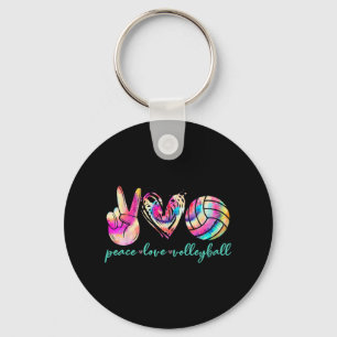 Peace Love Volleyball Player Tie Dye Style Women T Key Ring