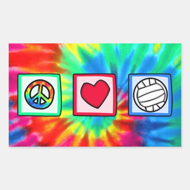 Peace, Love, Volleyball Rectangular Sticker (Front)