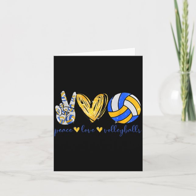 Peace Love Volleyball Retro Art Volleyball Player  Card (Front)
