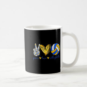 Peace Love Volleyball Retro Art Volleyball Player Coffee Mug