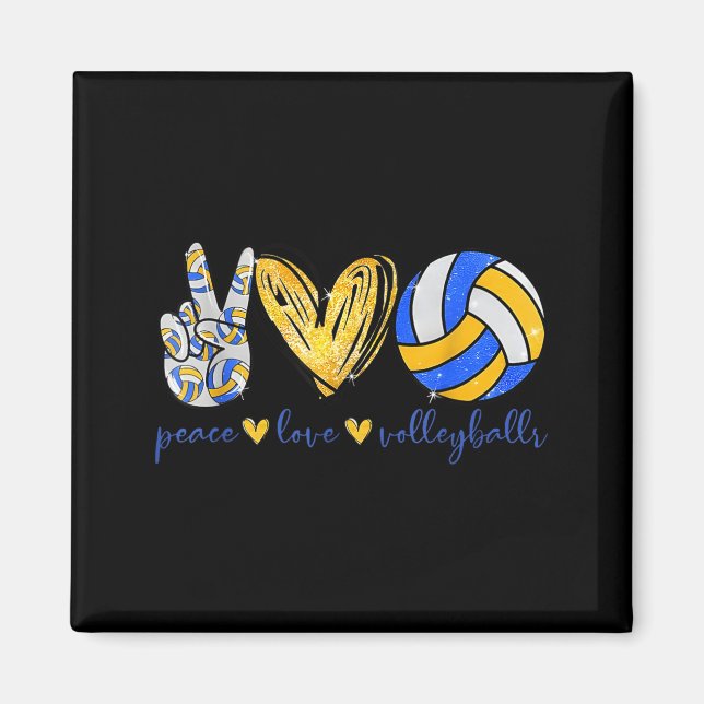 Peace Love Volleyball Retro Art Volleyball Player  Magnet (Front)