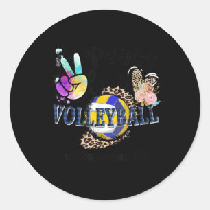 Peace Love Volleyball Stepsister Life Mum Grandma Classic Round Sticker