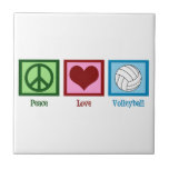 Peace Love Volleyball Tile<br><div class="desc">A peace sign,  heart,  and a cute volleyball gift.</div>