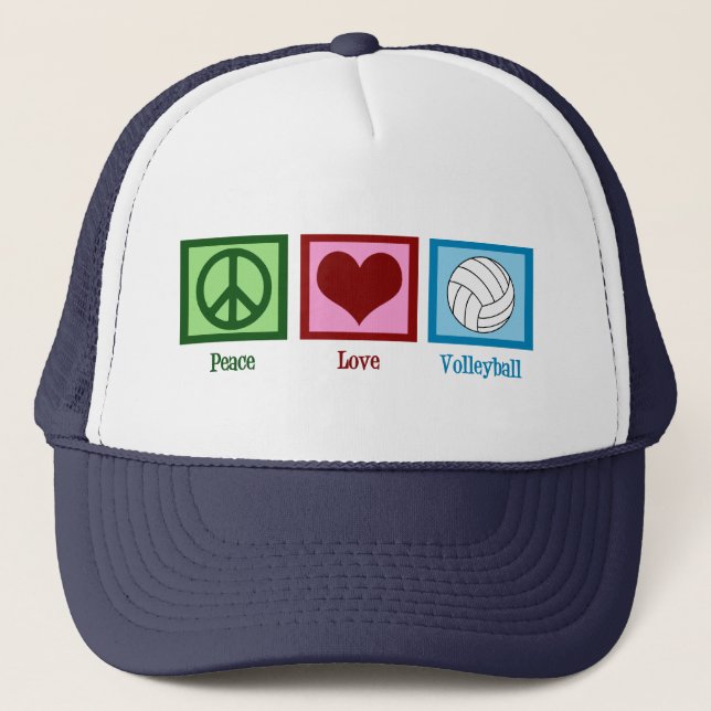 Peace Love Volleyball Trucker Hat (Front)