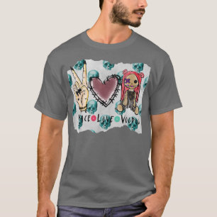 Peace Love Voodoo Doll Halloween Witchy Creepy Hor T-Shirt