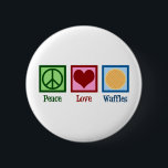 Peace Love Waffles 6 Cm Round Badge<br><div class="desc">A cute waffle lover gift for a breakfast diner or cafe that serves yummy food. Peace Love Waffles.</div>