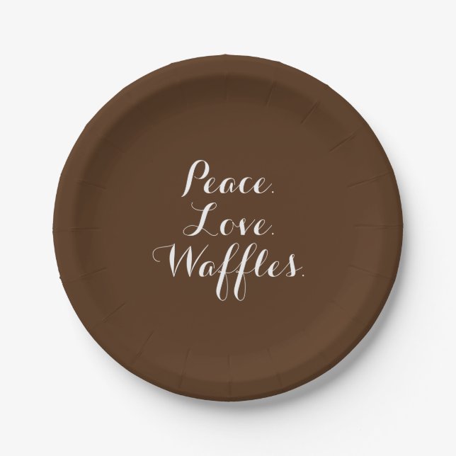 Peace. Love. Waffles. Paper Plate (Front)