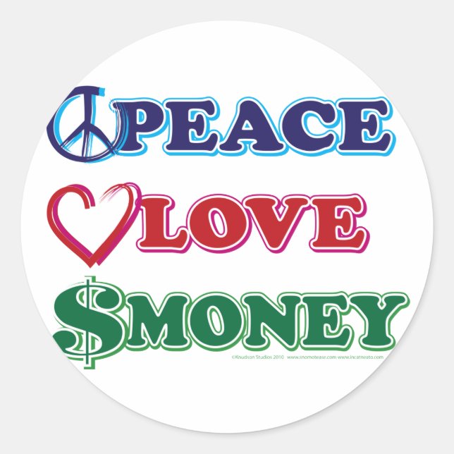 Peace-Love-Wall-Money Classic Round Sticker (Front)