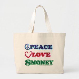Peace-Love-Wall-Money Large Tote Bag