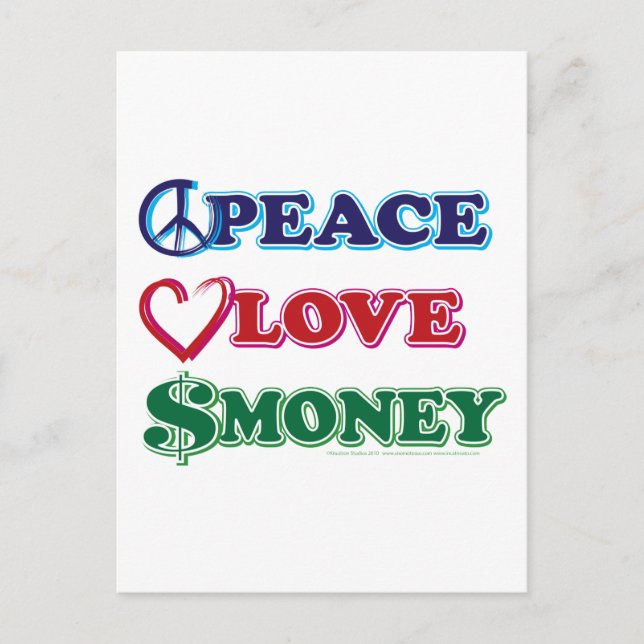 Peace-Love-Wall-Money Postcard (Front)