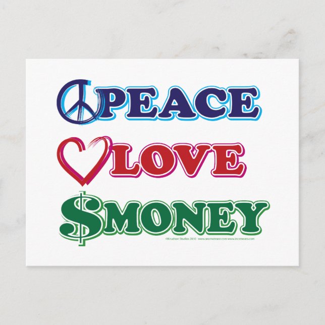 Peace-Love-Wall-Money Postcard (Front)